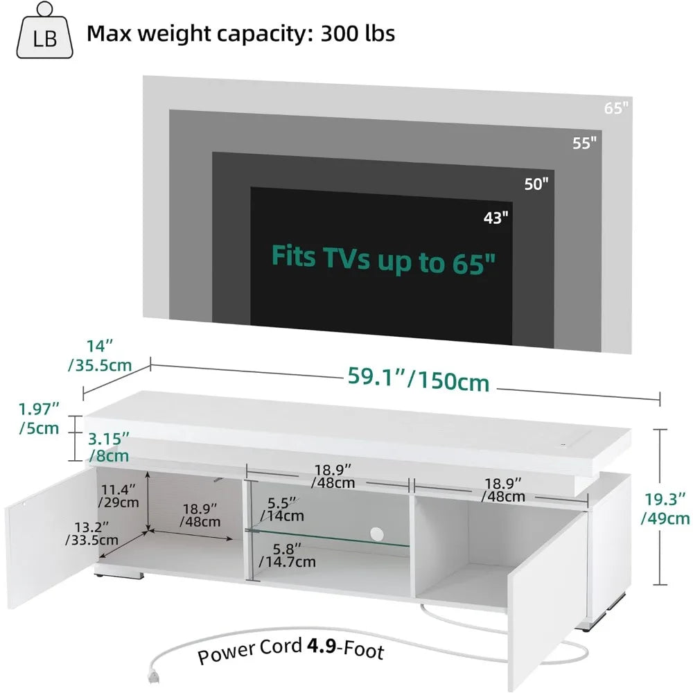 LED TV Media Stand Entertainment Center Locker