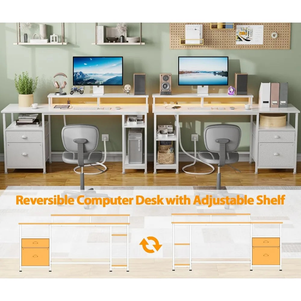 61" Desk with LED Light & Power Outlets