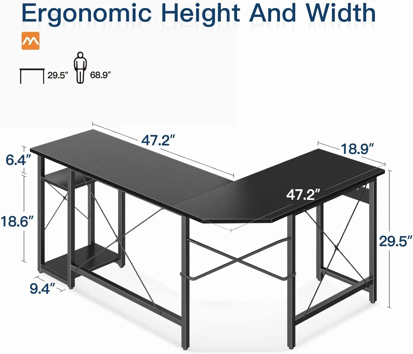 66" L Shaped Computer Desk